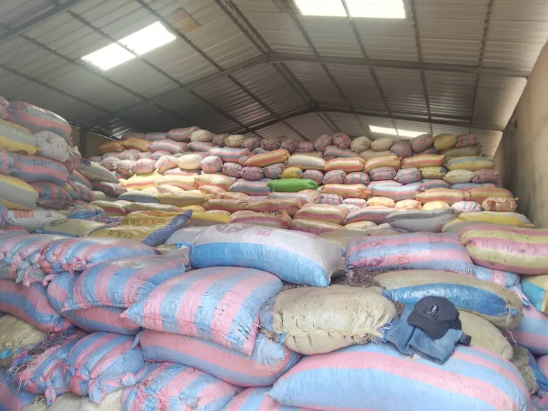Agricultural goods arranged for warehouse storage